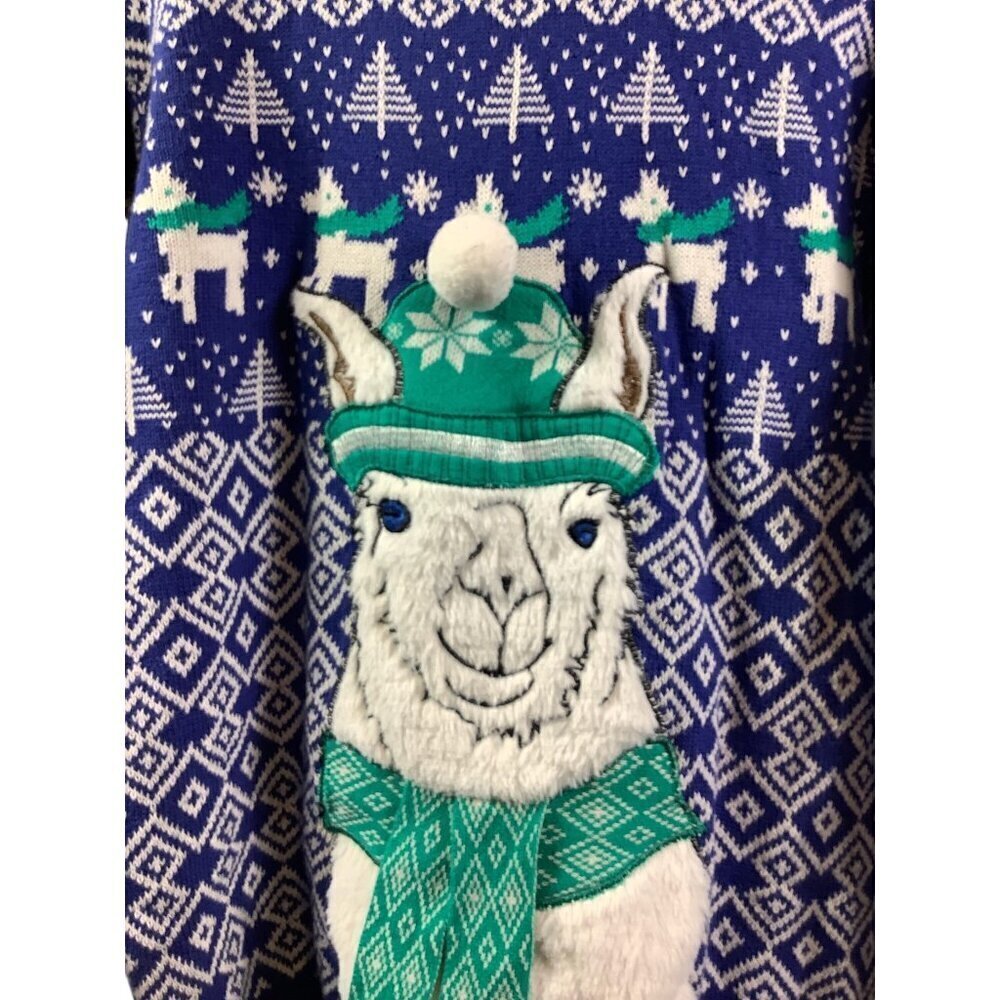 Blizzard Bay Llama Blue & White Christmas Sweater - Picture 3 of 9